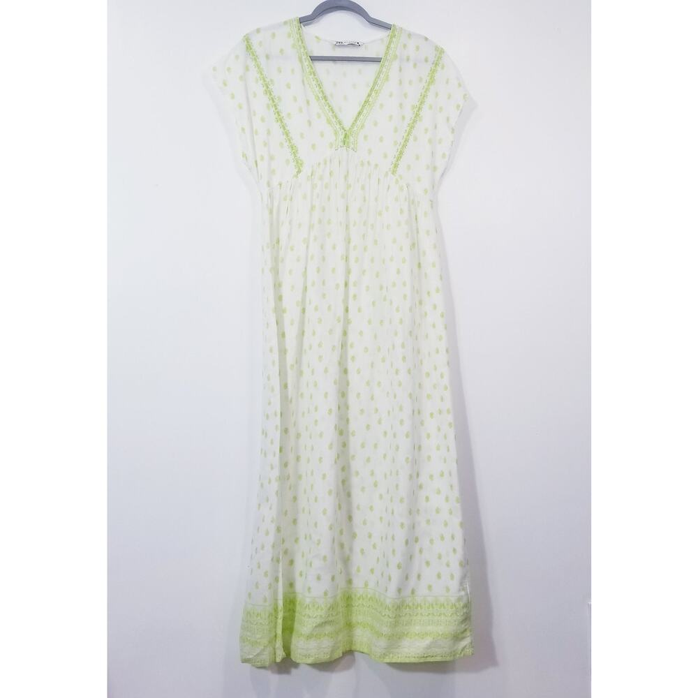 Zara Embroidered Maxi Dress V-Neckline - Picture 8 of 15